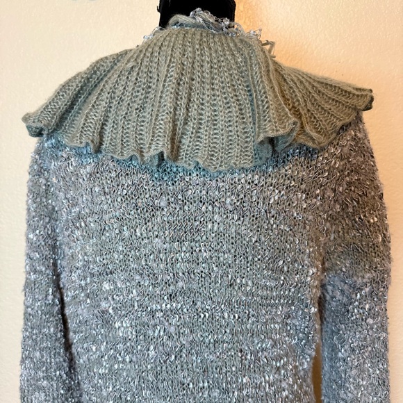 Sioni Studio Ruffle Fairycore Long Cardigan Duster Sweater Gray Size Large - Picture 8 of 14